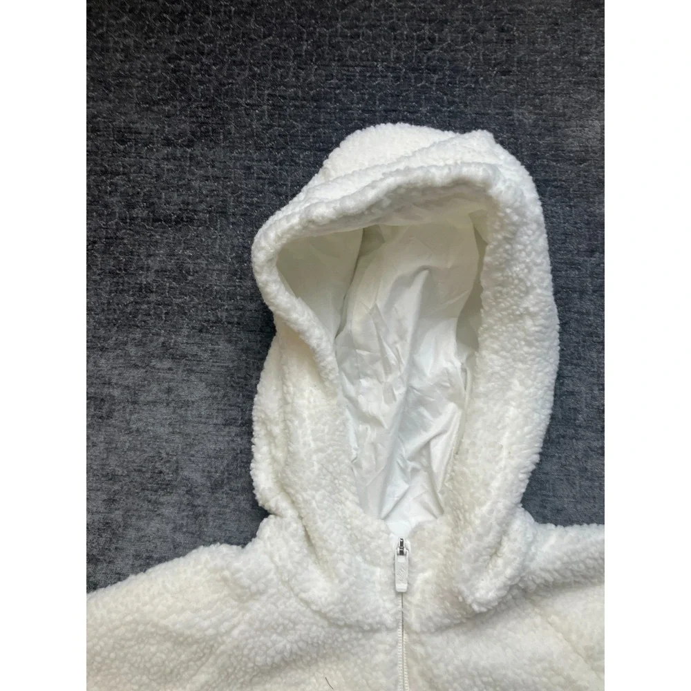 Nike Windbreaker Jacket Girls XL White Aqua Tie‎ Dye Sherpa Fleece Hooded Zip Up